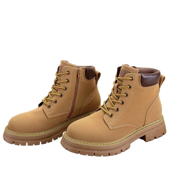 Women’s Leather Platform Lug Boots Hiking Trekking Women’s Size 10 Wheat… - Picture 6 of 13
